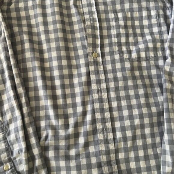 J. Crew Gray and White Check Cotton Button Down Long Sleeve Men’s Shirt Size S - Picture 5 of 13